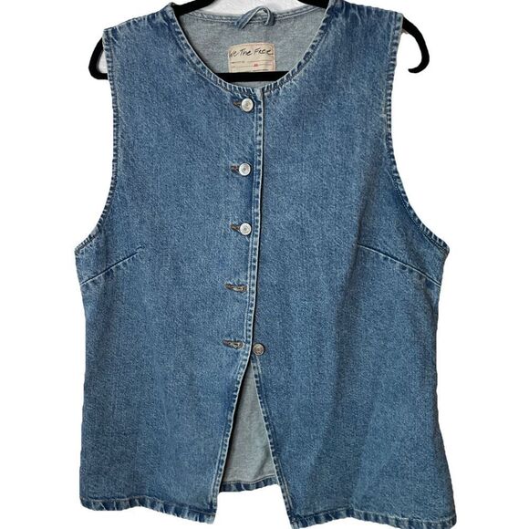 New We The Free people Aimee Vest blue  jeans size XL - Picture 5 of 6